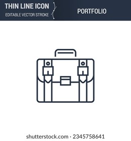 Portfolio Icon - Thin Line Business Symbol. Perfect for Web Design. High-Quality Outline Vector Concept. Premium, Minimalist, Elegant Logo