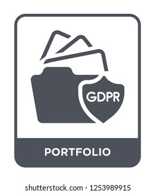 portfolio icon vector on white background, portfolio trendy filled icons from Gdpr collection, portfolio simple element illustration