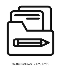 Portfolio icon Vector symbol or sign set collection in black and white outline