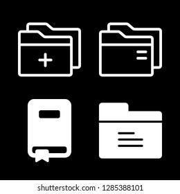 portfolio icons set with folder and book of black cover vector set