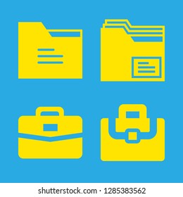 portfolio icons set with folder, portfolio filled tool and briefcase vector set