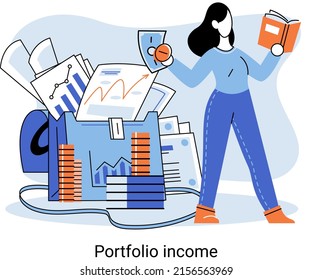 Portfolioerträge, die einen hohen laufenden Gewinn in Form von Dividenden- und Zinszahlungen erwirtschaften, Anstieg der Aktienkurse. Börsenhandel. Investitionsquelle. Geschäftskonzept mit erfolgreichem Deal