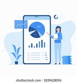 Portfolio Investment Illustration Concept . Illustration For Websites, Landing Pages, Mobile Applications, Posters And Banners.