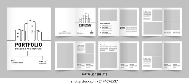 Portfolio Layout Architecture Portfolio Interior Brochure Design Vector Illustration