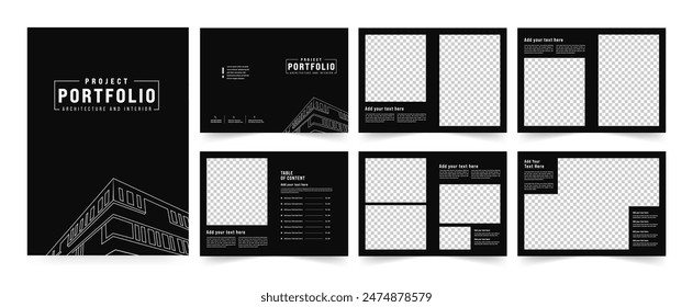 Portfolio Layout Architecture Portfolio Interior Brochure Design Vector Illustration