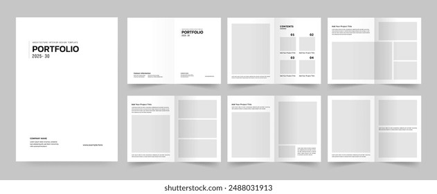 Portfolio Layout Architecture Portfolio Interior Brochure Design Vector Illustration