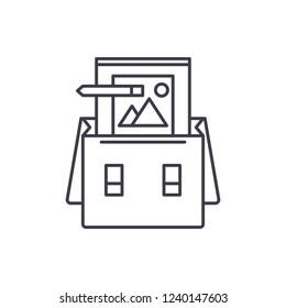 Portfolio line icon concept. Portfolio vector linear illustration, symbol, sign