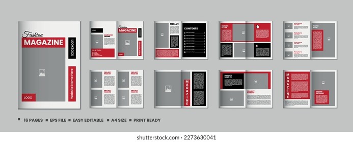 Portfolio magazine template design or  16 pages Fashion magazine and a4 architecture portfolio design
