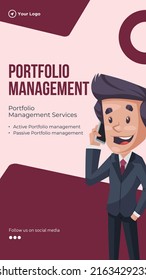 Portfolio management services portrait template design.  