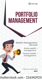 Portfolio management services portrait template design. 