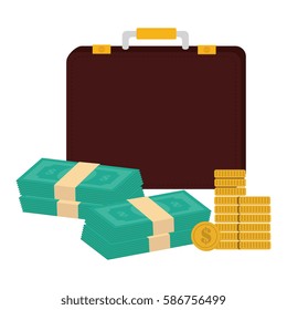 portfolio with money isolated icon