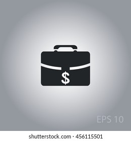 Portfolio with money, vector icon
