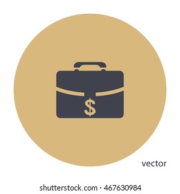 Portfolio with money, vector icon