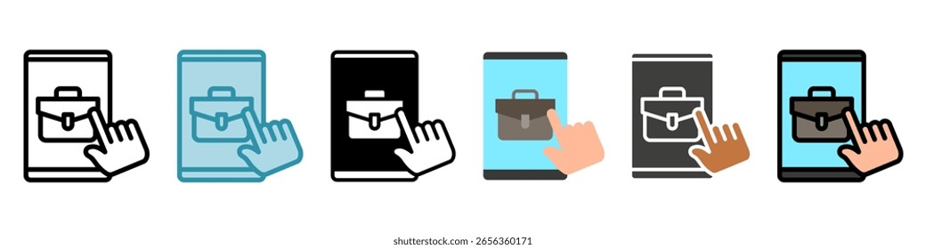 Cartera multi estilo, mini conjunto de iconos de ilustración. Vector para el concepto moderno, impresión, interfaz de usuario, kit UX, Web y desarrollo de App. relacionado con el trabajo a distancia, trabajo desde casa

