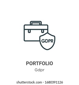 Icono de vector de contorno de la cartera. Icono de portafolio negro de línea delgada, ilustración de elemento simple vector plano a partir del concepto gdpr editable trazo aislado en fondo blanco