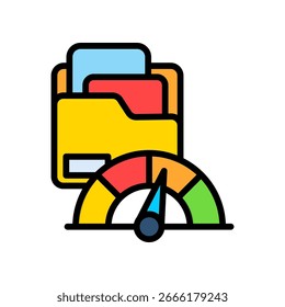 Ilustração do vetor de cor linear do ícone de desempenho do portfólio