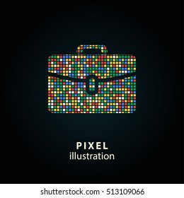 Portfolio - pixel icon. Vector Illustration. Design logo element. Isolated on black background. It is easy to change to any color.