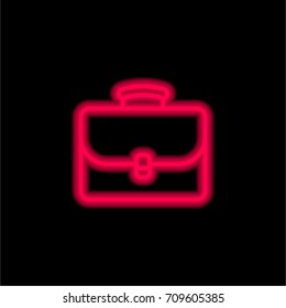 Portfolio red glowing neon ui ux icon. Glowing sign logo vector