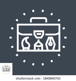 Portfolio Related Vector Thin Line Icon. Isolated on Black Background. Editable Stroke. Vector Illustration.