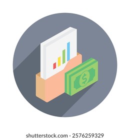 Portfolio rounded isometric 3D. use for modern concept, print, UI, UX kit, web and app development. Vector EPS 10, related to education, business, finance, investment.