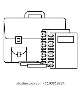 portfolio school with notebooks and pencils
