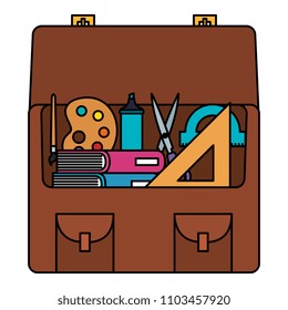portfolio with school supplies
