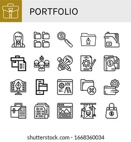 portfolio simple icons set. Contains such icons as Briefcase, Developer, Folders, Investment, Folder, Document, Portfolio, Organization, Creative design, can be used for web, mobile and logo