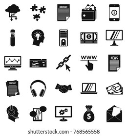 Portfolio site icons set. Simple set of 25 portfolio site vector icons for web isolated on white background