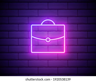 Portfolio sketch neon icon. Simple thin line, outline vector of education icons for ui and ux, website or mobile application isolated on brick wall.