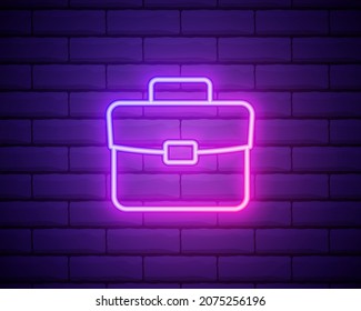 Portfolio sketch neon icon. Simple thin line, outline vector of education icons for ui and ux, website or mobile application isolated on brick wall