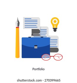 Portfolio theme. Abstract flat vector illustration of design and development concept. Element for mobile and web applications.