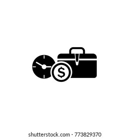 Portfolio. Time management. Alarm. Planning. Aims and smart solutions icon on white background