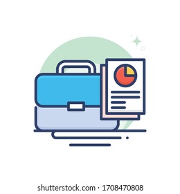 portfolio vector illustration.  Startup and new business filled outline icon.