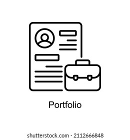 Portfolio-Vektorgrafik-Outline-Symbol für Web einzeln auf weißem Hintergrund EPS10-Datei