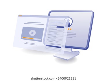 Portfolio video personal account flat isometric illustration