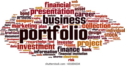 Portfolio word cloud concept. Vector illustration