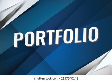 Portfolio word vector illustration blue lines 3d style for social media landing page, template, ui, web, mobile app, poster, banner, flyer, background, gift card, coupon, label, wallpaper