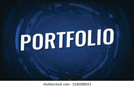 Portfolio word vector illustration green blue lines 3d style for social media landing page, template, ui, web, mobile app, poster, banner, flyer, background, gift card, coupon, label, wallpaper