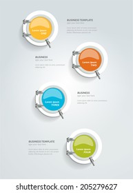 Porthole design timeline template. Vector concept.