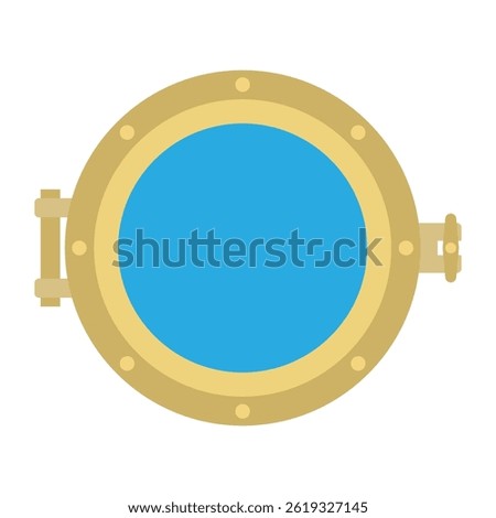 porthole in flat style, porthole window of sailing ships, submarines and missiles isolate on white background