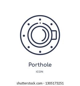 porthole icon from nautical outline collection. Thin line porthole icon isolated on white background.