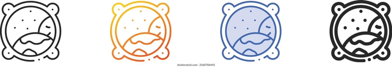 porthole icon.Thin Linear, Gradient, Blue Stroke and bold Style Design Isolated On White Background