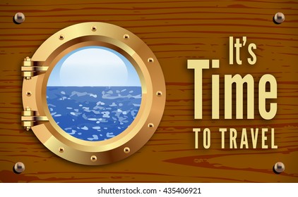 Porthole on wooden background