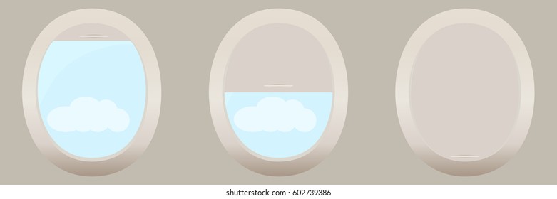 Porthole of the plane. Flat design, vector illustration, vector.