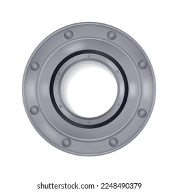 Porthole realistische, transparente Farbzusammensetzung mit isoliertem Symbol eines rundum geformten Sichtrahmens, Vektorgrafik