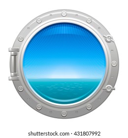 Porthole with sea landscape