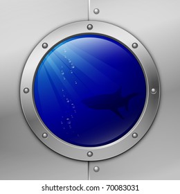 porthole. shark. vector illustration. eps10