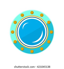 Porthole, Shipboard Window, Round Ship Porthole Isolated on White Background,  Vector Illustration