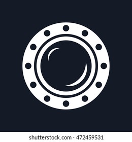 Porthole, Shipboard Window, Round Ship Porthole Isolated on Black Background, Vector Illustration 