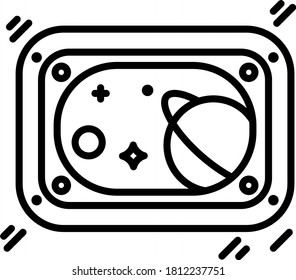 porthole spaceship icon, isolated on white background